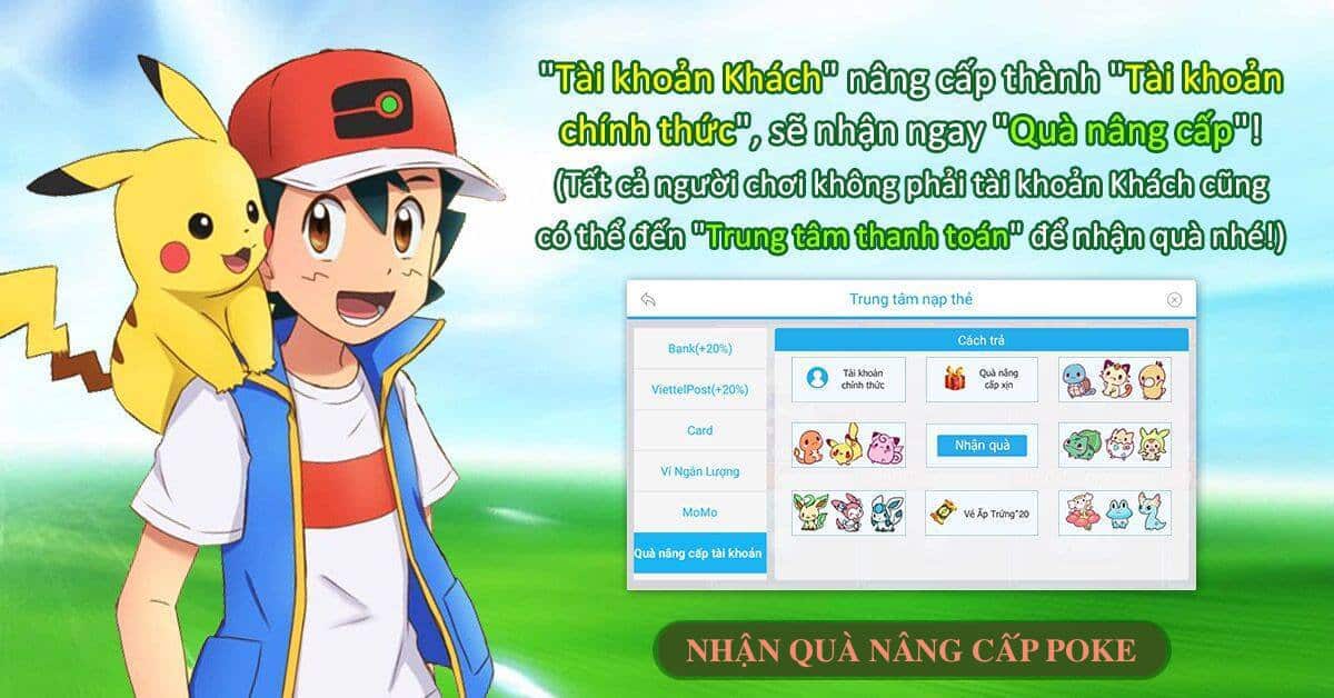 Ảnh nhận quà nâng cấp tài khoản Poke đại chiến