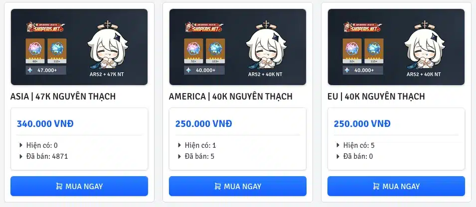 Bán Acc Genshin Reroll