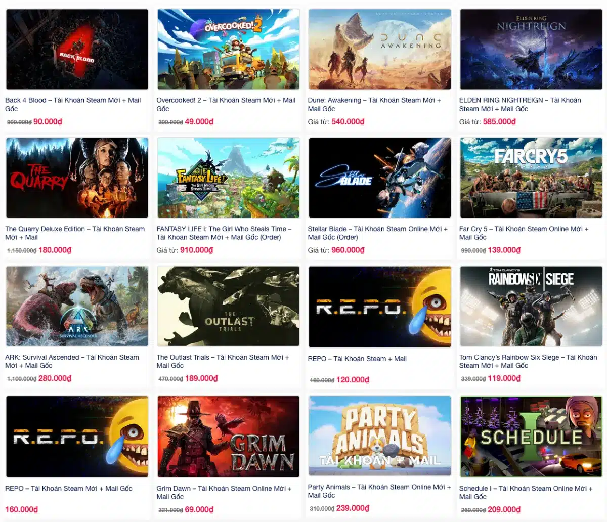 Các Loại Acc Steam
