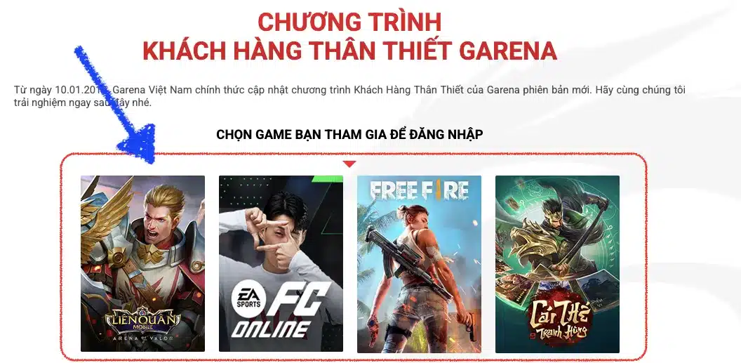 Chọn game từ member.garena.vn