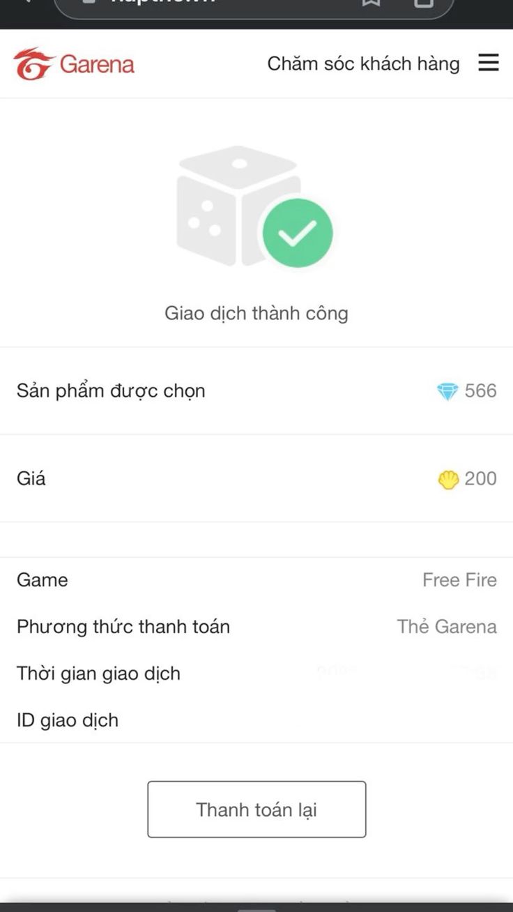 Hình ảnh nạp thẻ garena thành công mới nhất