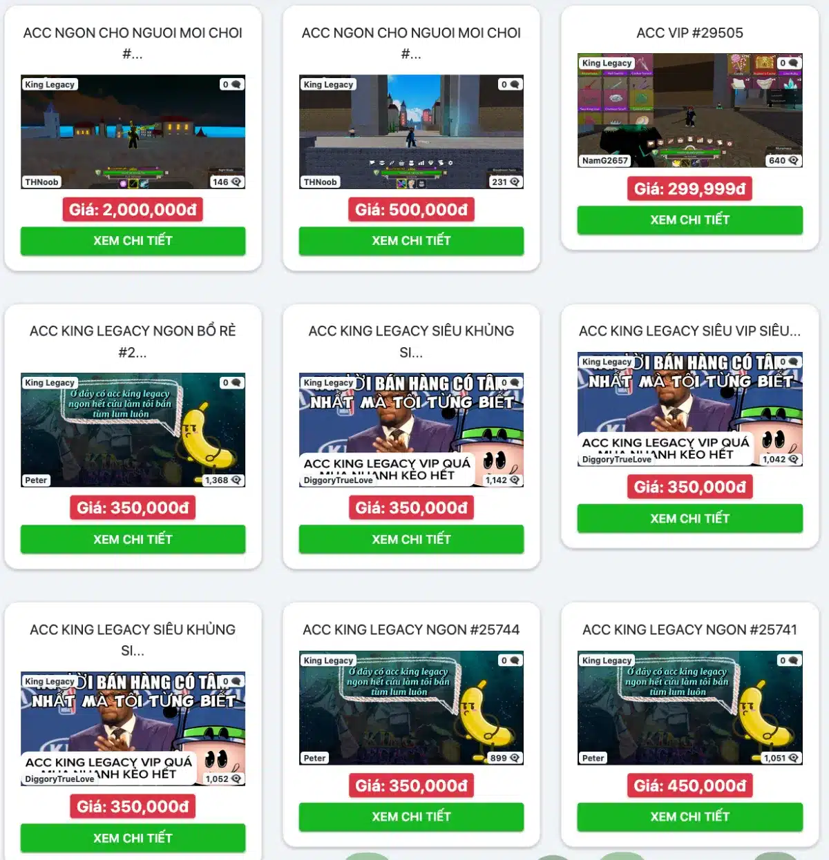 Shop Acc King Legacy VIP Level Max
