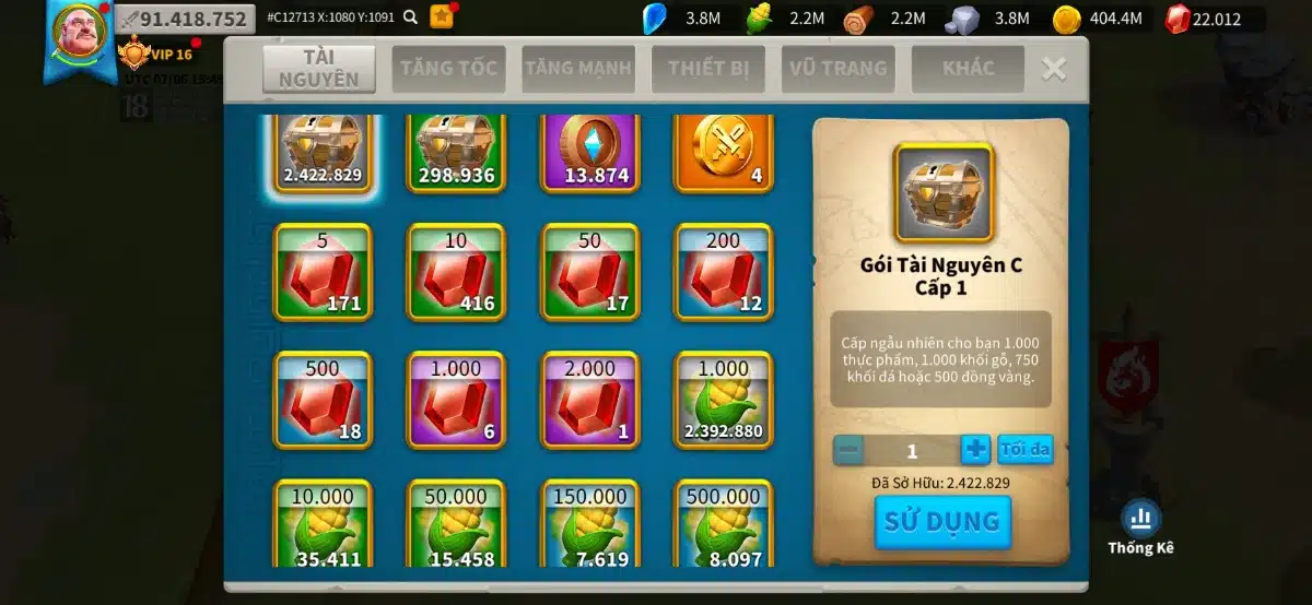 Shop Acc Rise Of Kingdom VIP