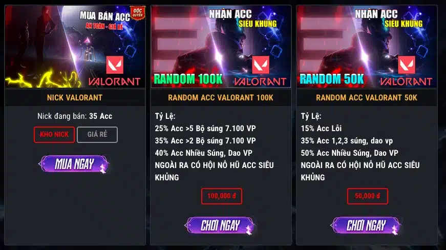 Shop Acc Valorant Nhiều Dịch Vụ Thuê, Thu Mua