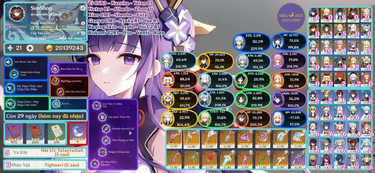Shop Bán Acc Genshin Giá Rẻ FULL Nhân Vật