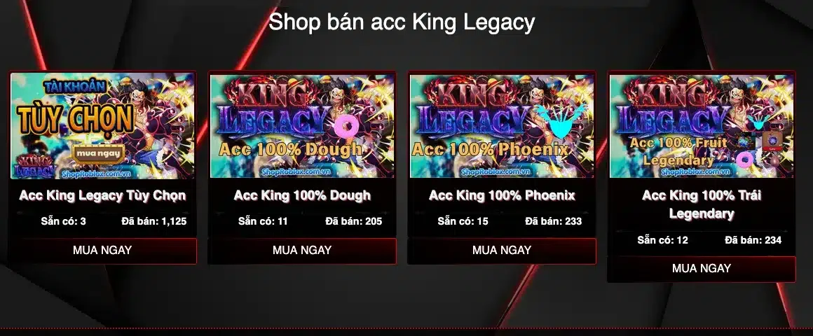 Shop bán Acc King Legacy uy tín Giá rẻ