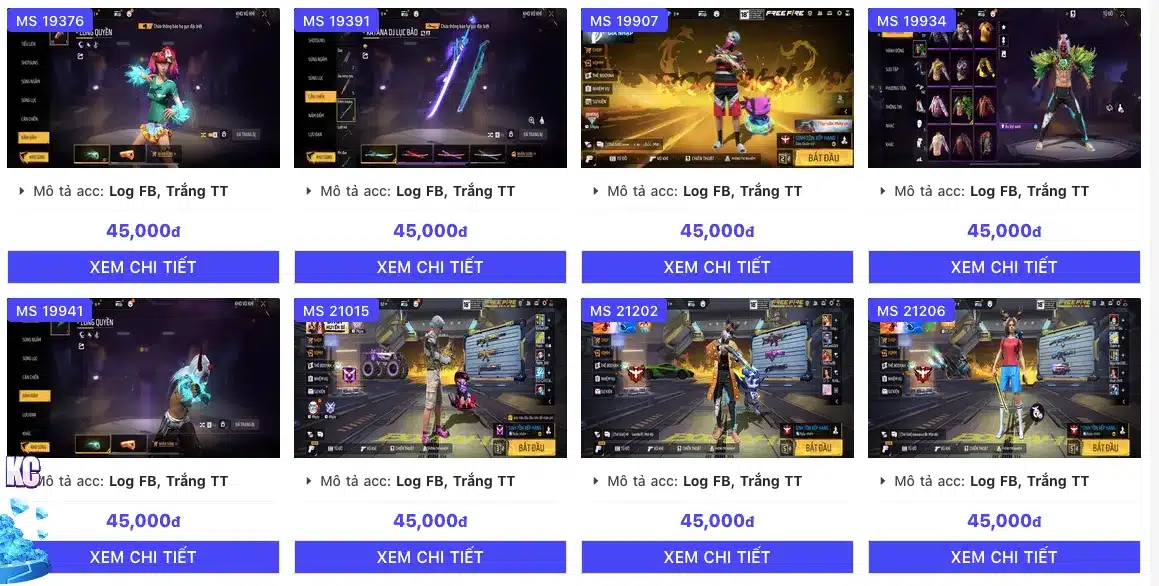 Shop bán acc ff giá học sinh 50k