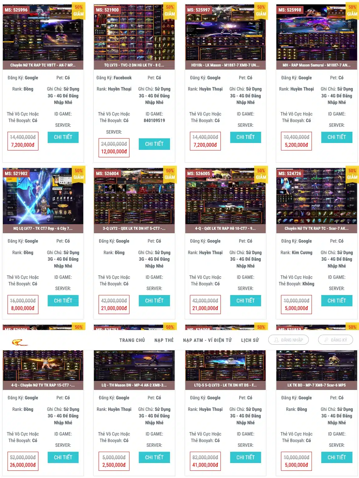 Shop bán acc ff giá học sinh siêu VIP