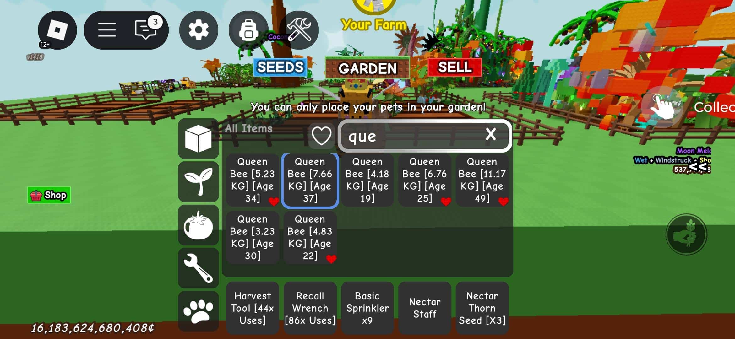 Shop bán acc grow a garden
