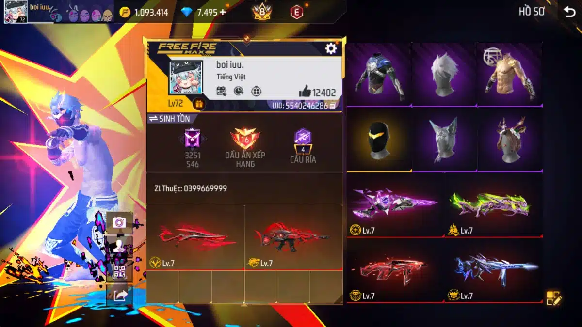 Acc FF 100k ngon vip Lv7