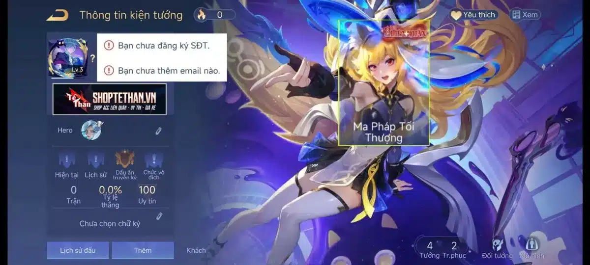 Acc nak vệ thần trắng thông tin