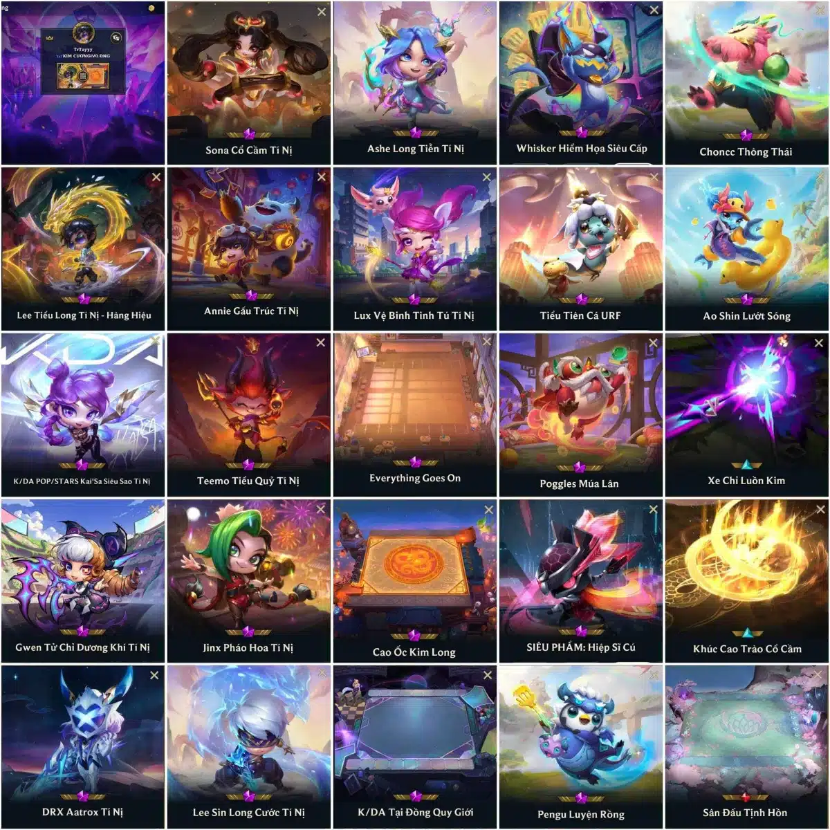 Ảnh acc Riot gồm LoL, TFT, Tốc chiến và Valorant