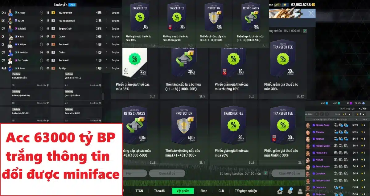 Ảnh thu mua acc fifa online 4