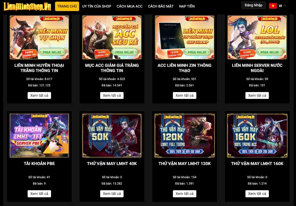 Bán nick Liên Minh - lienminhshop.vn