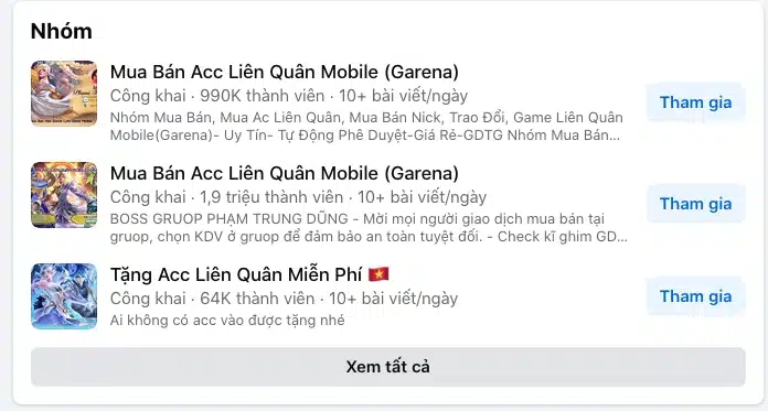 Các nhóm nick LQ có Nak thứ nguyên vệ thần