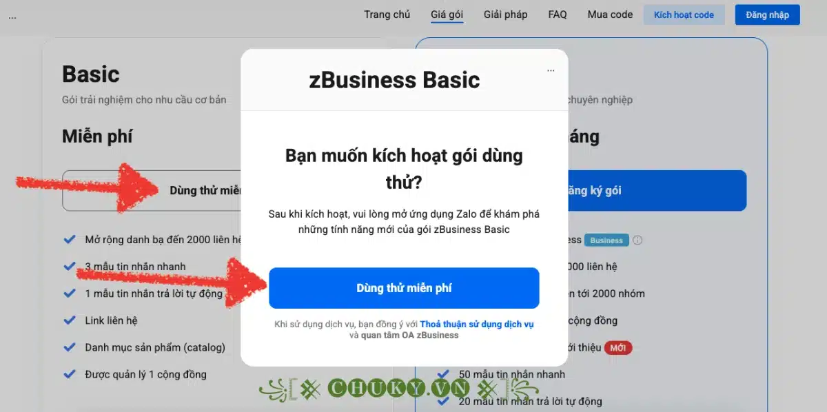 Cách đăng ký Zalo Business Basic miễn phí