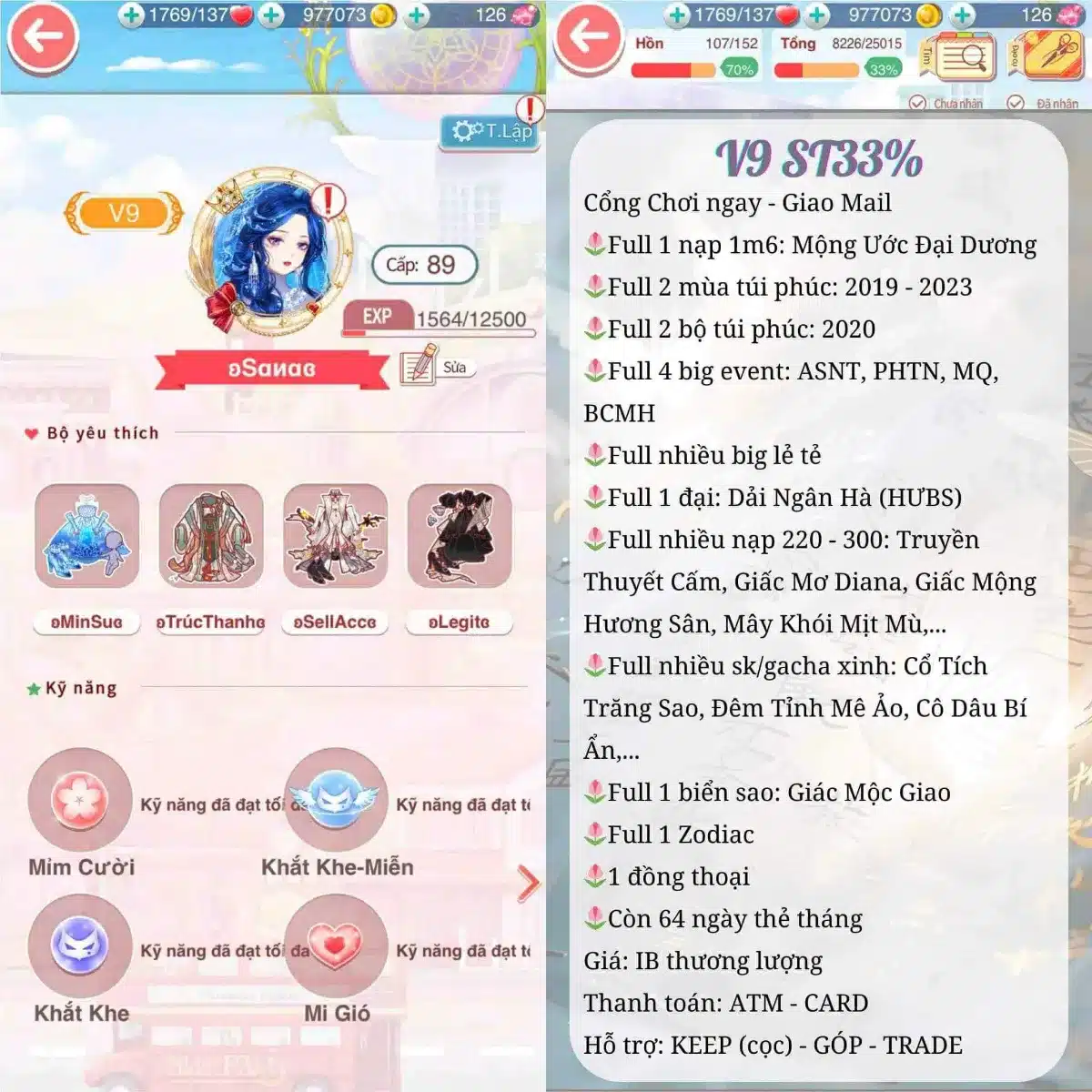 Cho acc cộng đồng nstt