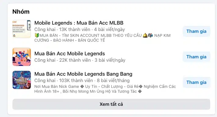 Cộng đồng mua bán acc Mobile Legends Bang Bang giá rẻ