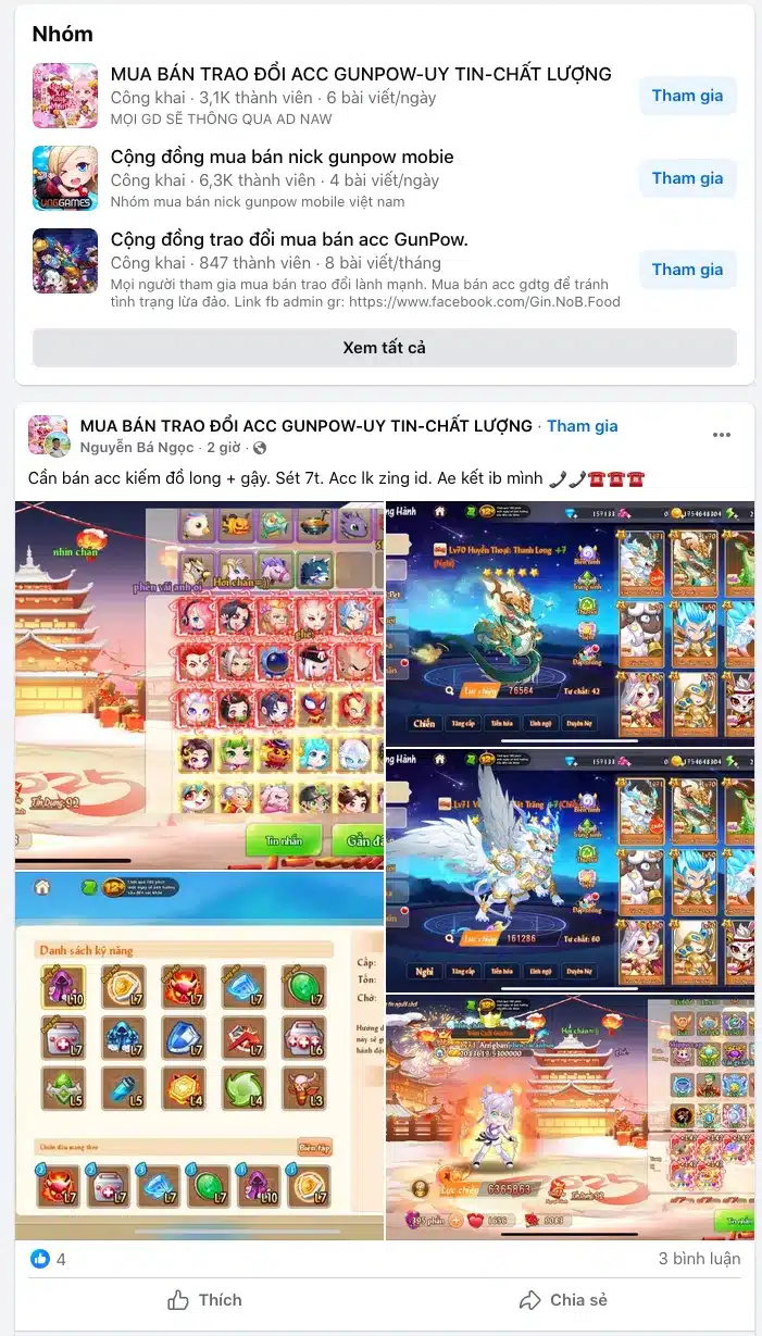 Cộng đồng trao đổi mua bán acc GunPow