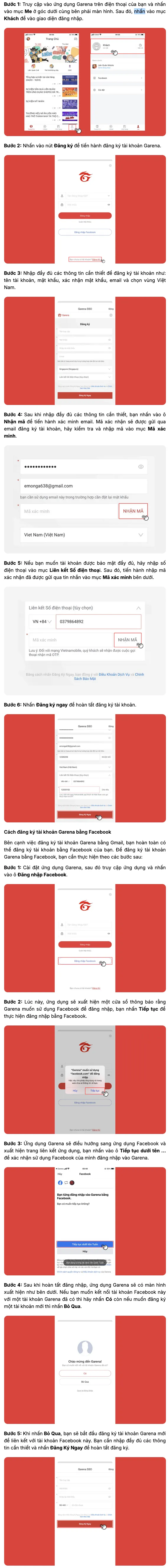 Đăng ký account Garena trên điện thoại