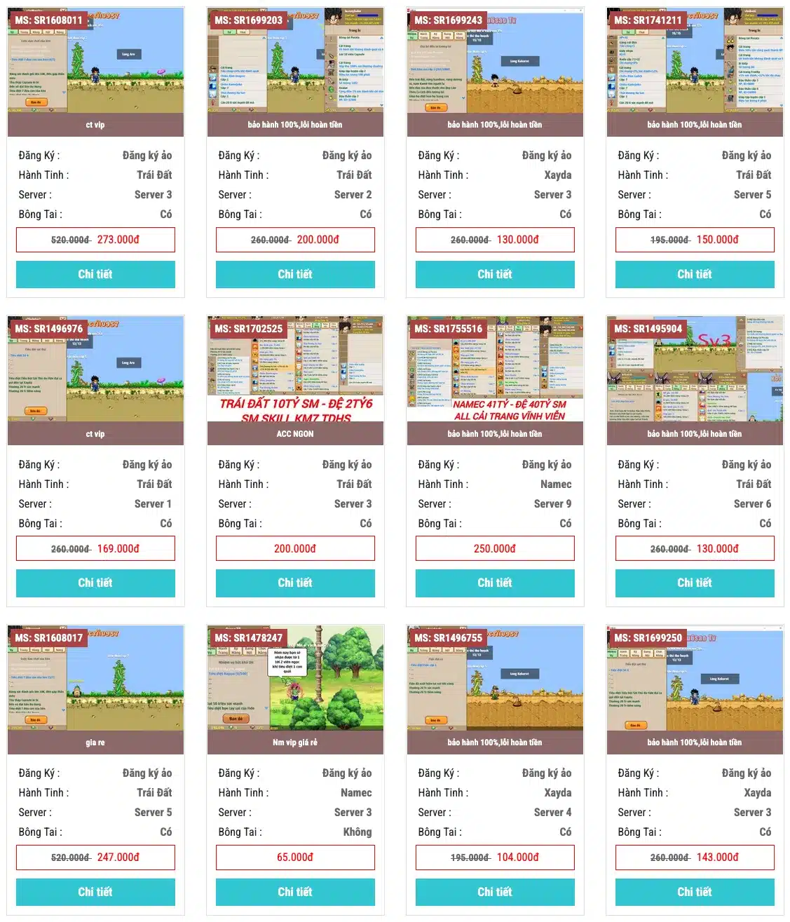 Mua Nick Ngọc Rồng Online Giá Rẻ