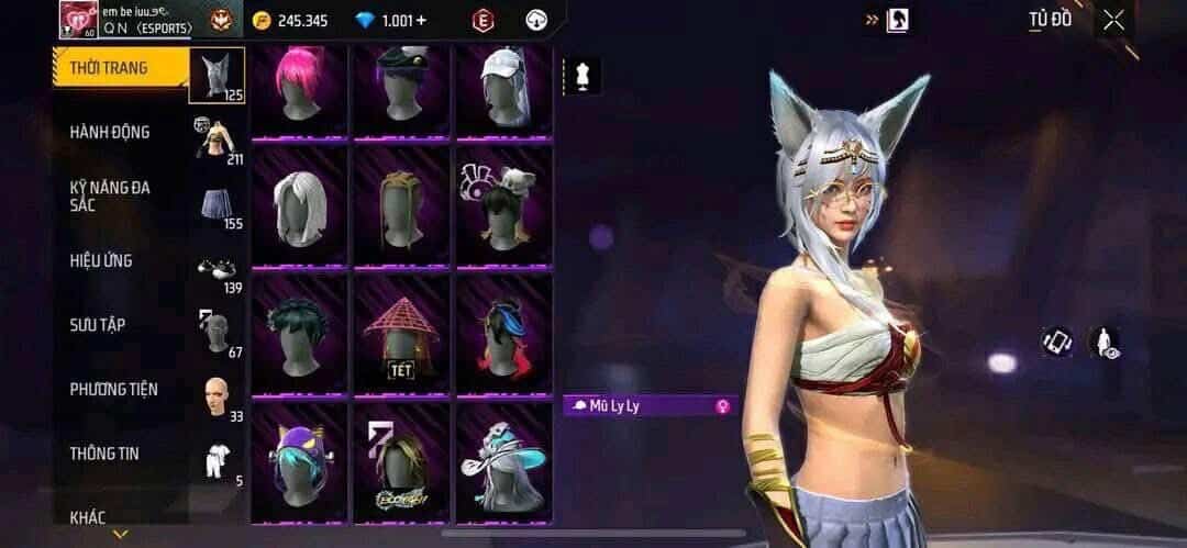 Mua acc ff chuyên đồ nữ 100k