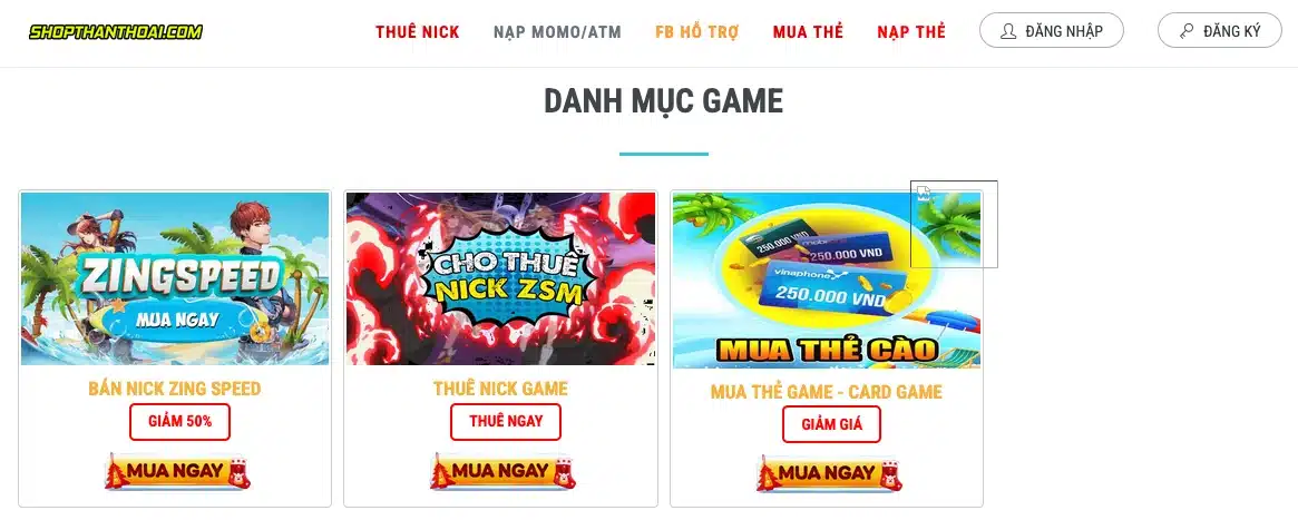 Mua nick Zing Speed giá rẻ tại shopthanthoai