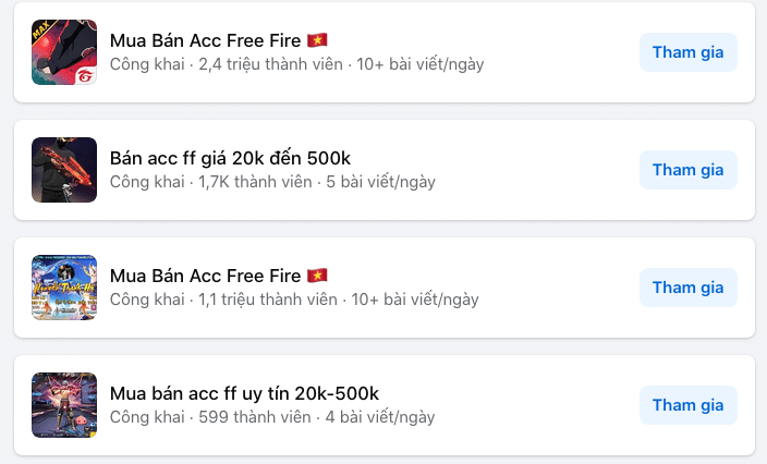 Nhóm mua bán nick FF 500k