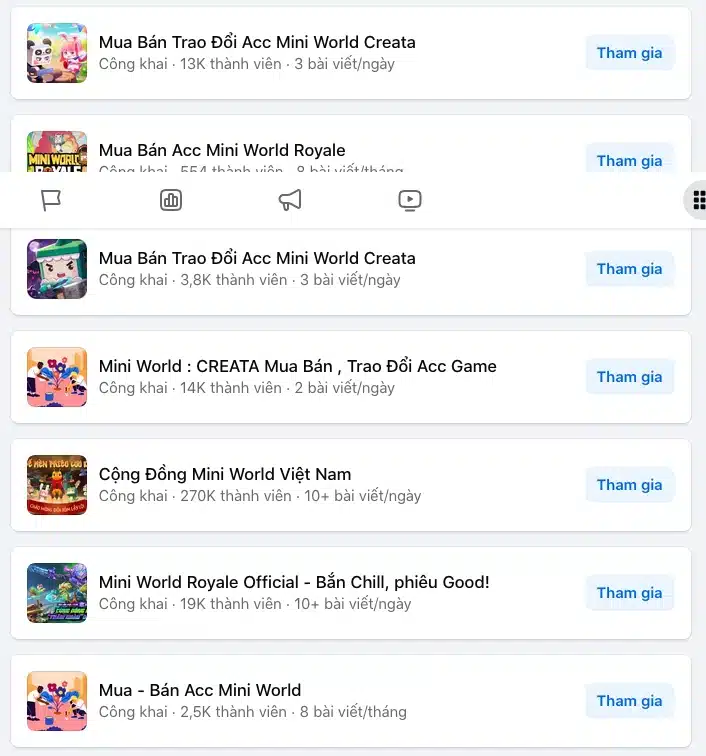 Nhóm mua bán nick mini world