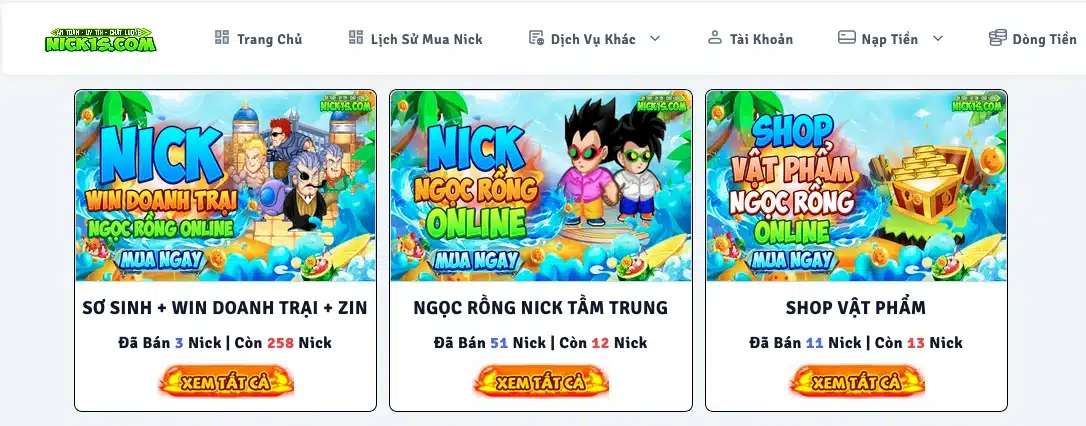 Shop Hồi Sinh Ngọc Rồng - Nick1s.com