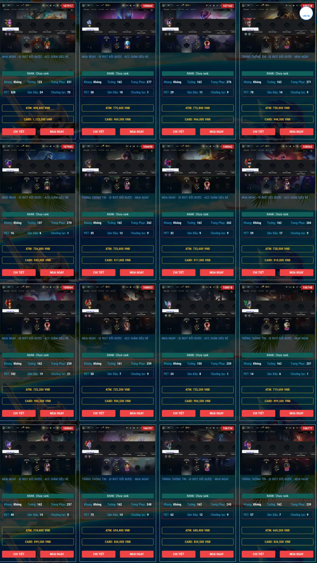 Shop Mua Acc LOL Full Tướng VIP