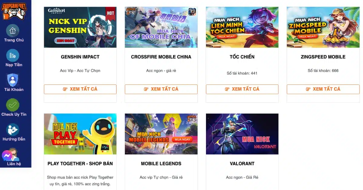Shop Nick MLBB Giá Rẻ - Shopgameviet.com