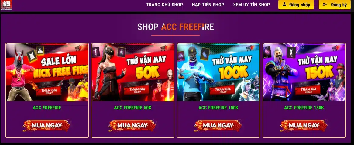 Shop acc Free Fire 20k có quỷ dạ xoa - Shop As Mobile