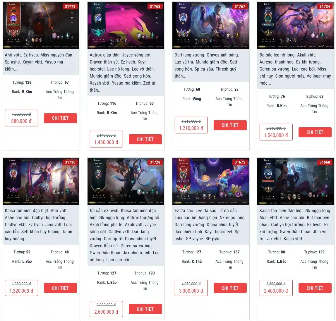 Shop acc tốc chiến Bingo