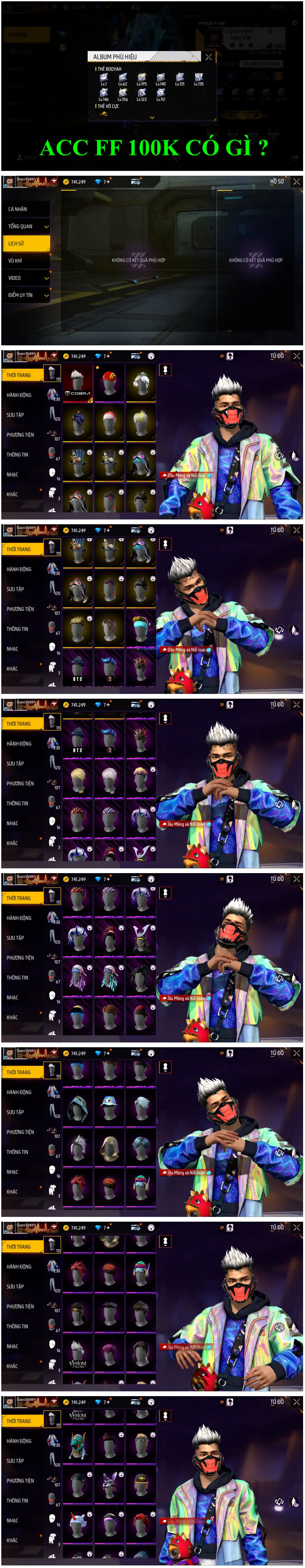 Shop bán acc free fire 100k có gì