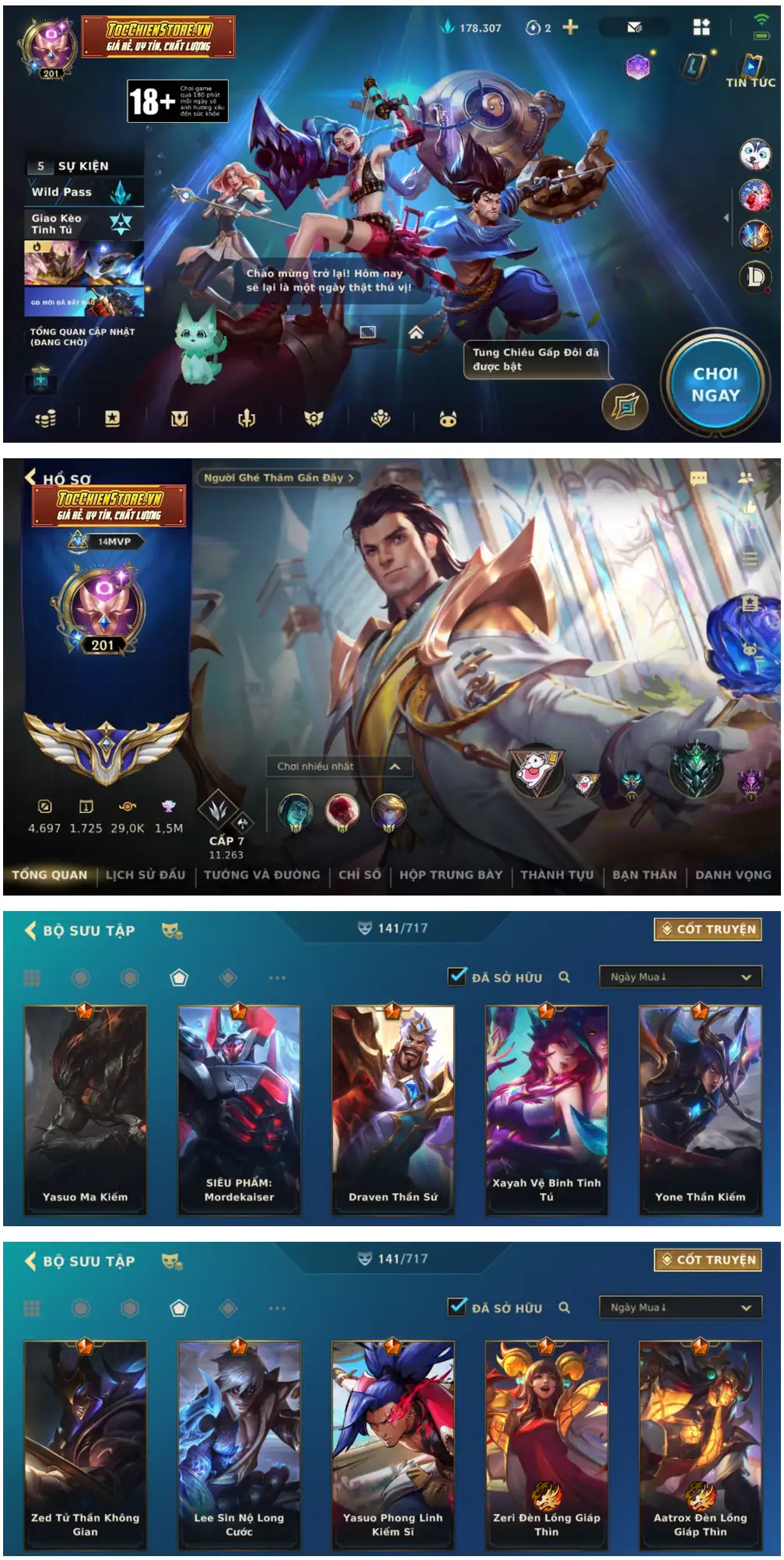 Shop bán acc lmht tốc chiến full tướng full skin