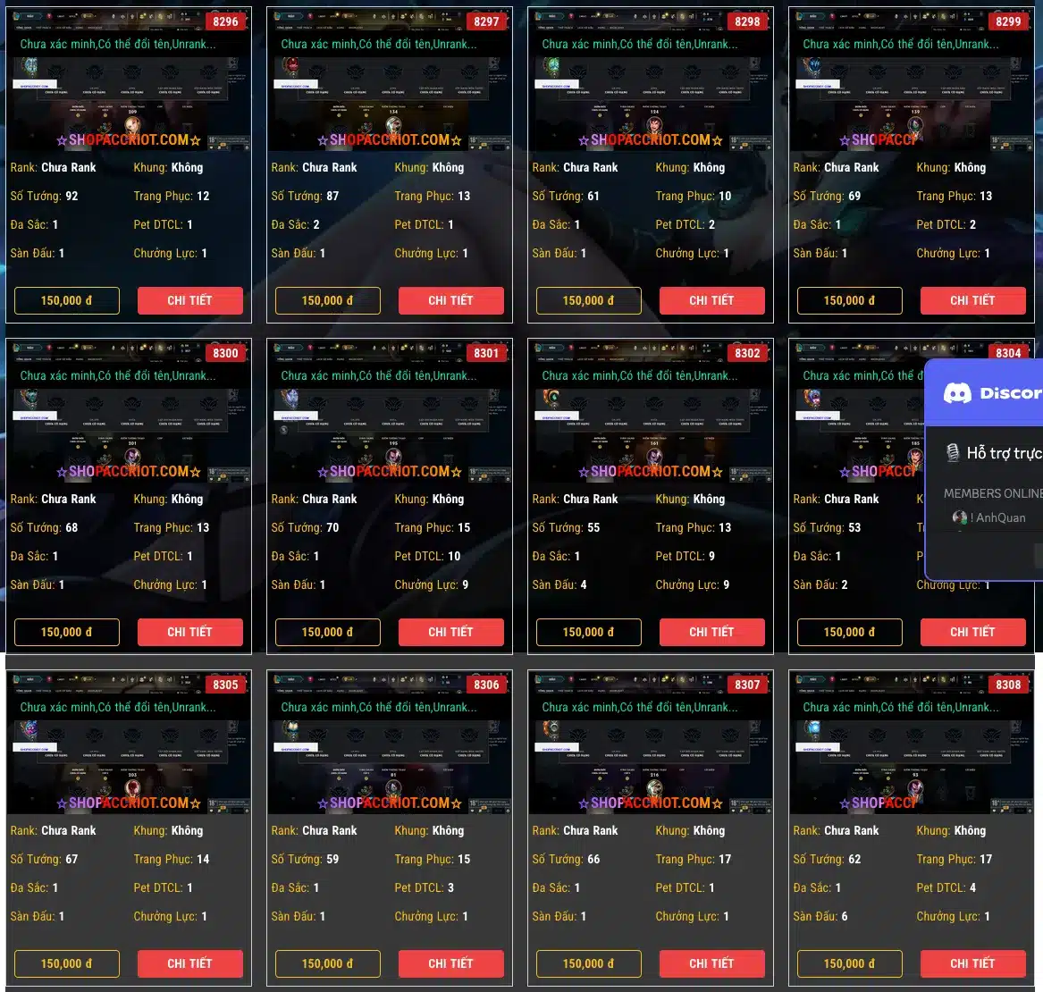 Shop mua acc liên minh 10k 20k 50k 70k 100k