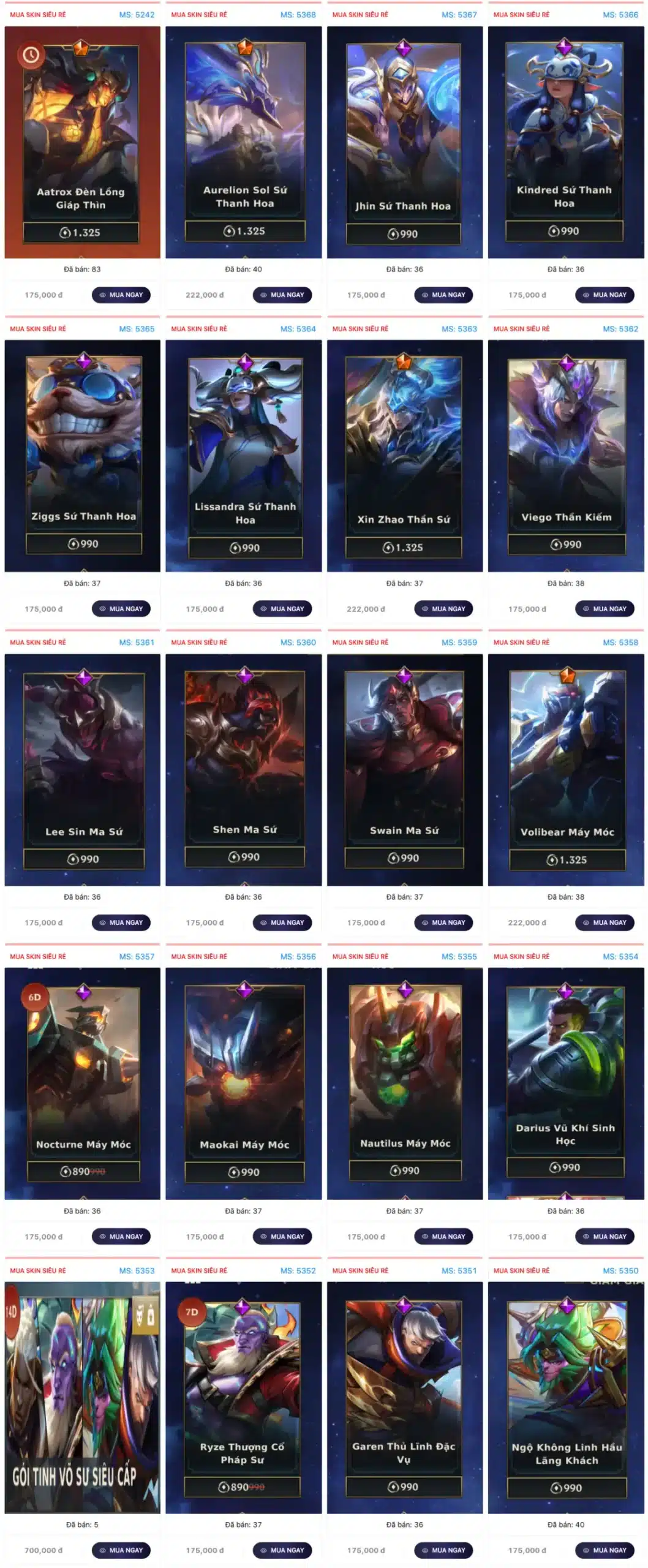 Shop skin tốc chiến