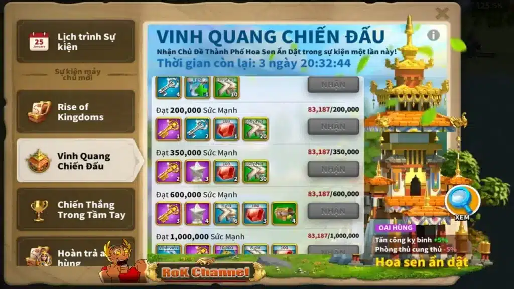 Tham Gia Các Sự Kiện Ủ Acc Rise of Kingdom