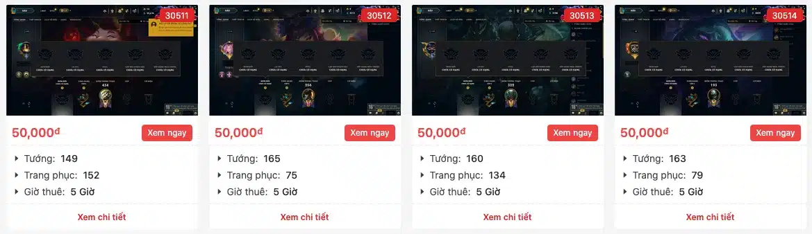 Thuê Acc Liên Minh Giá Rẻ