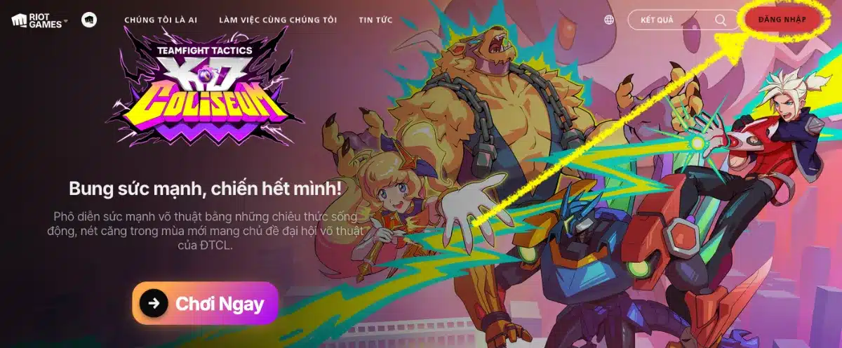 Vào trang chủ của Riot Game