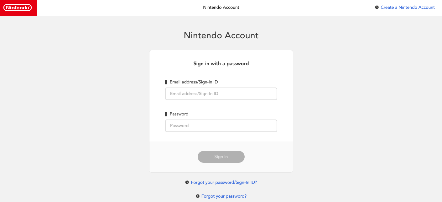 Vào trang tạo acc Nintendo