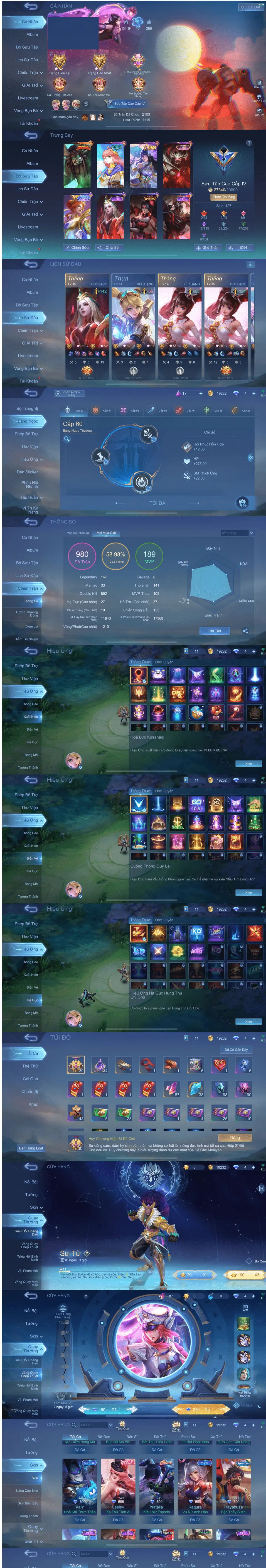 Xem acc Mobile Legends vip có gì
