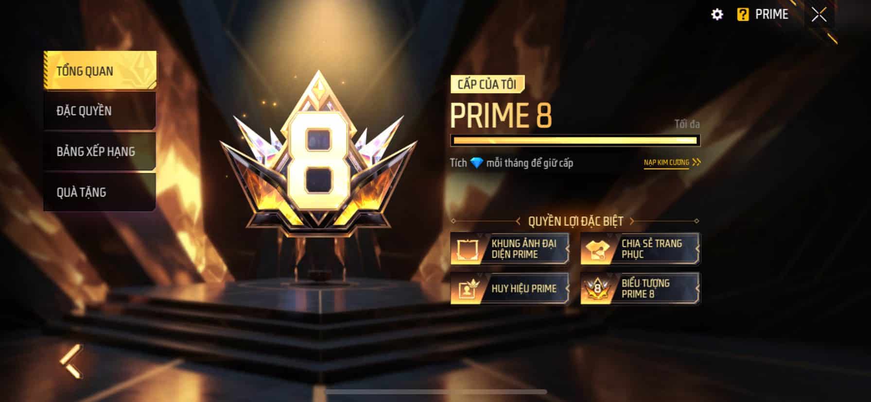 Xem acc FF vip Prime 8