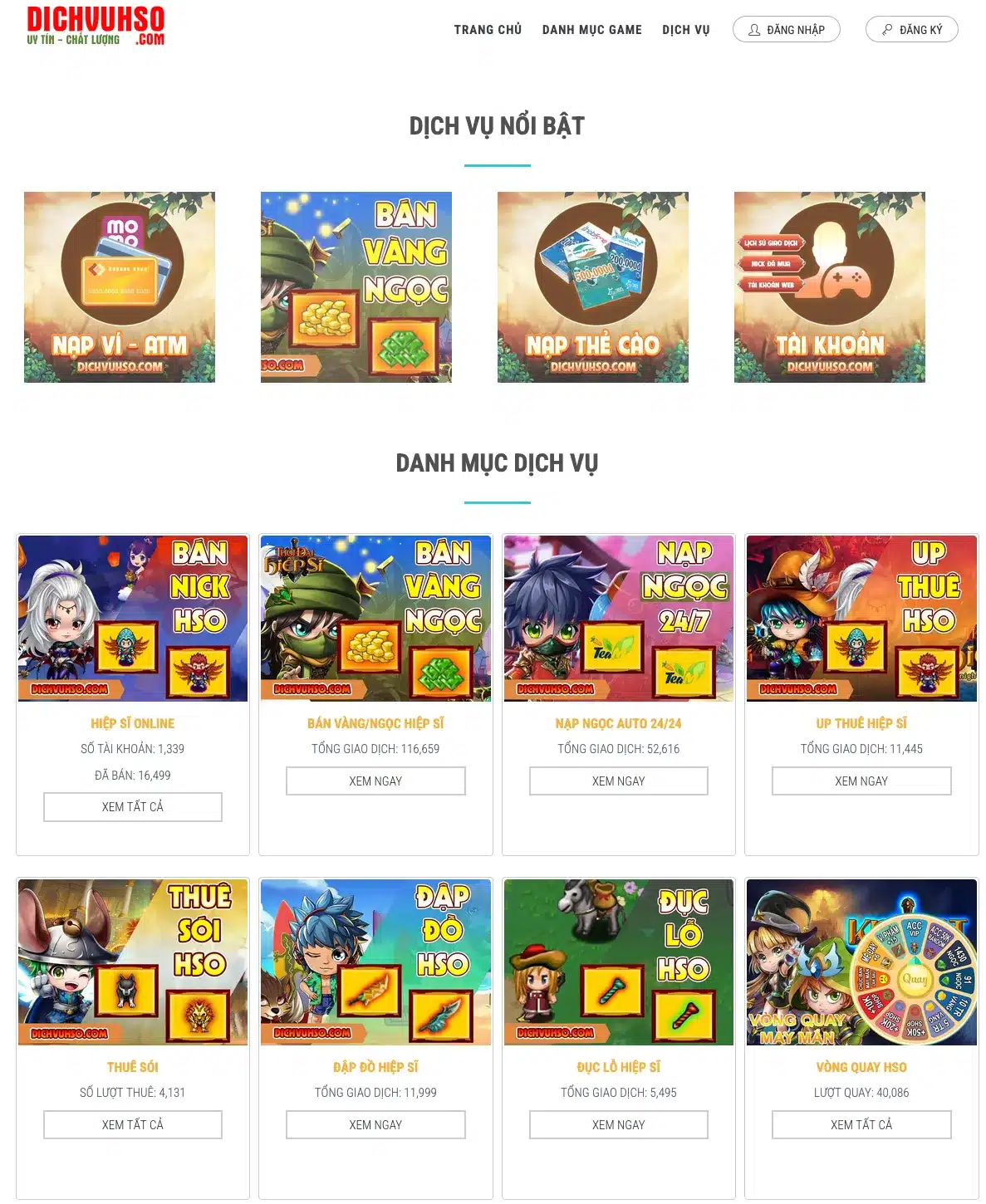 dichvuhso.com - Shop Mua Bán Thuê Nick Game Hiệp Sĩ Online-HSO Tự Động Giá Rẻ