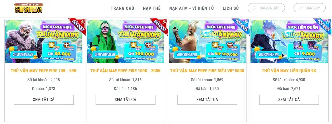 khonickff.com - Shop Acc Chính Thức Của STM SNIPER - Nick FF Giá Rẻ