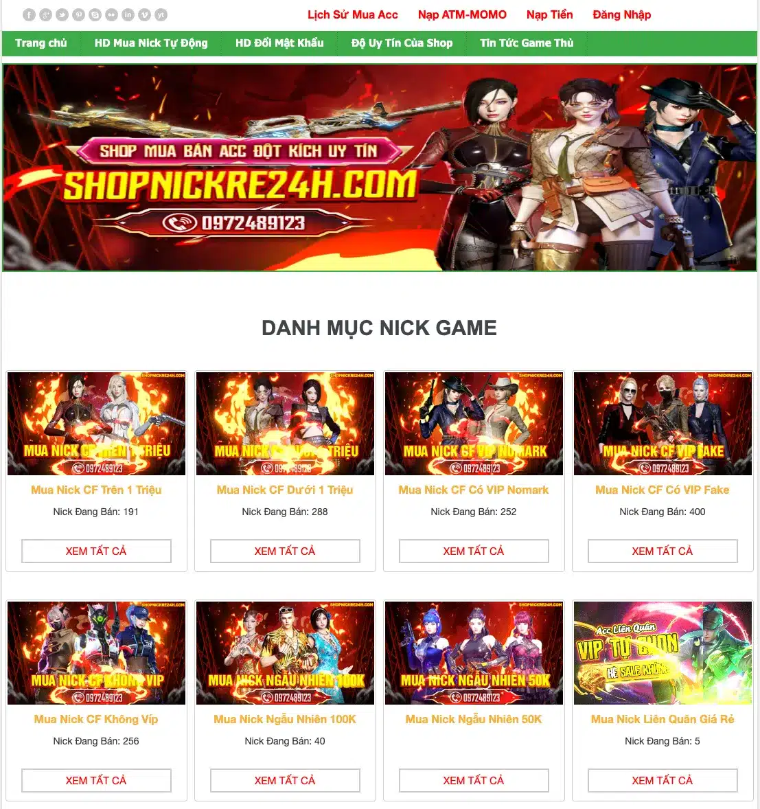 shopnickre24h.com - Shop Mua Acc CF Giá Rẻ
