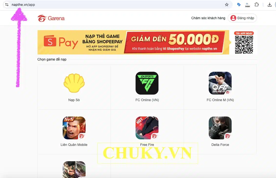 Cổng napthe.vn chính thức của Garena FF