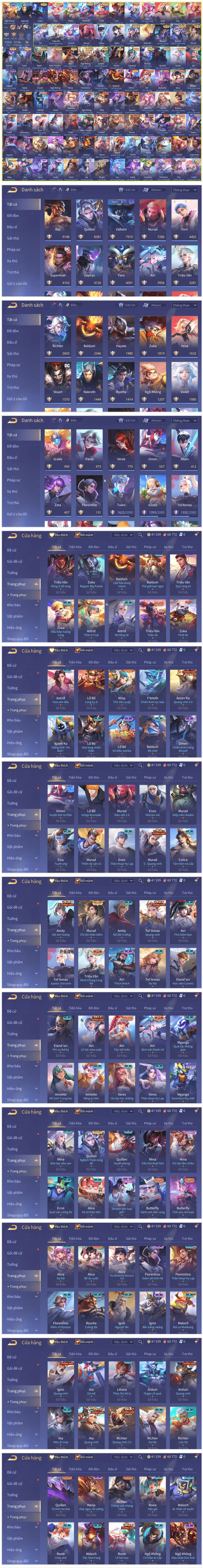 NICK LIÊN QUÂN FULL TƯỚNG VIP SKIN ĐẸP, HIẾM