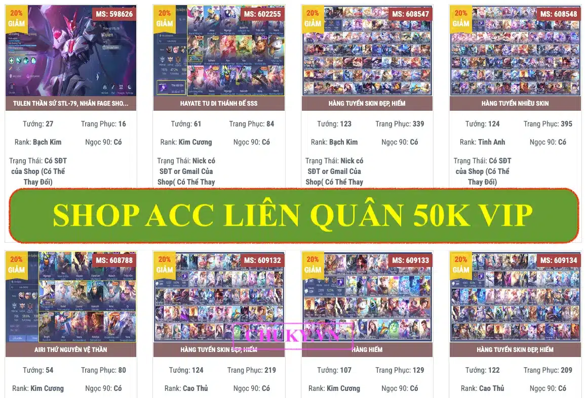 Shop Acc Liên Quân Uy Tín 50k VIP